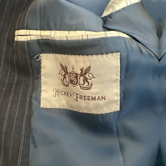 Hickey Freeman Sport Coat Suit Jacket Blue Pinstripe Blazer 40s Wool - Picture 7 of 10